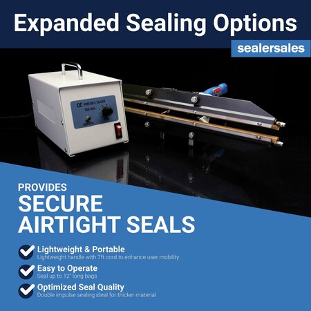 Sealer Sales 12 in. Double Portable Impulse Heat Sealer w/ 5mm Seal Width FKR-300A